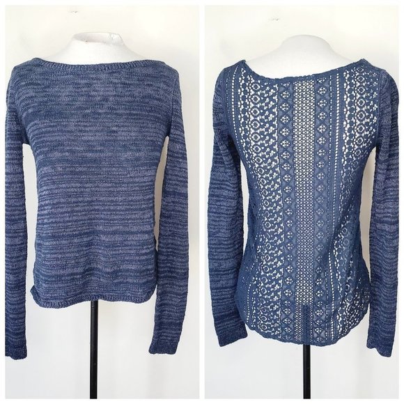 Hollister Sweaters - HOLLISTER Blue Shimmer Lace Back Sweater